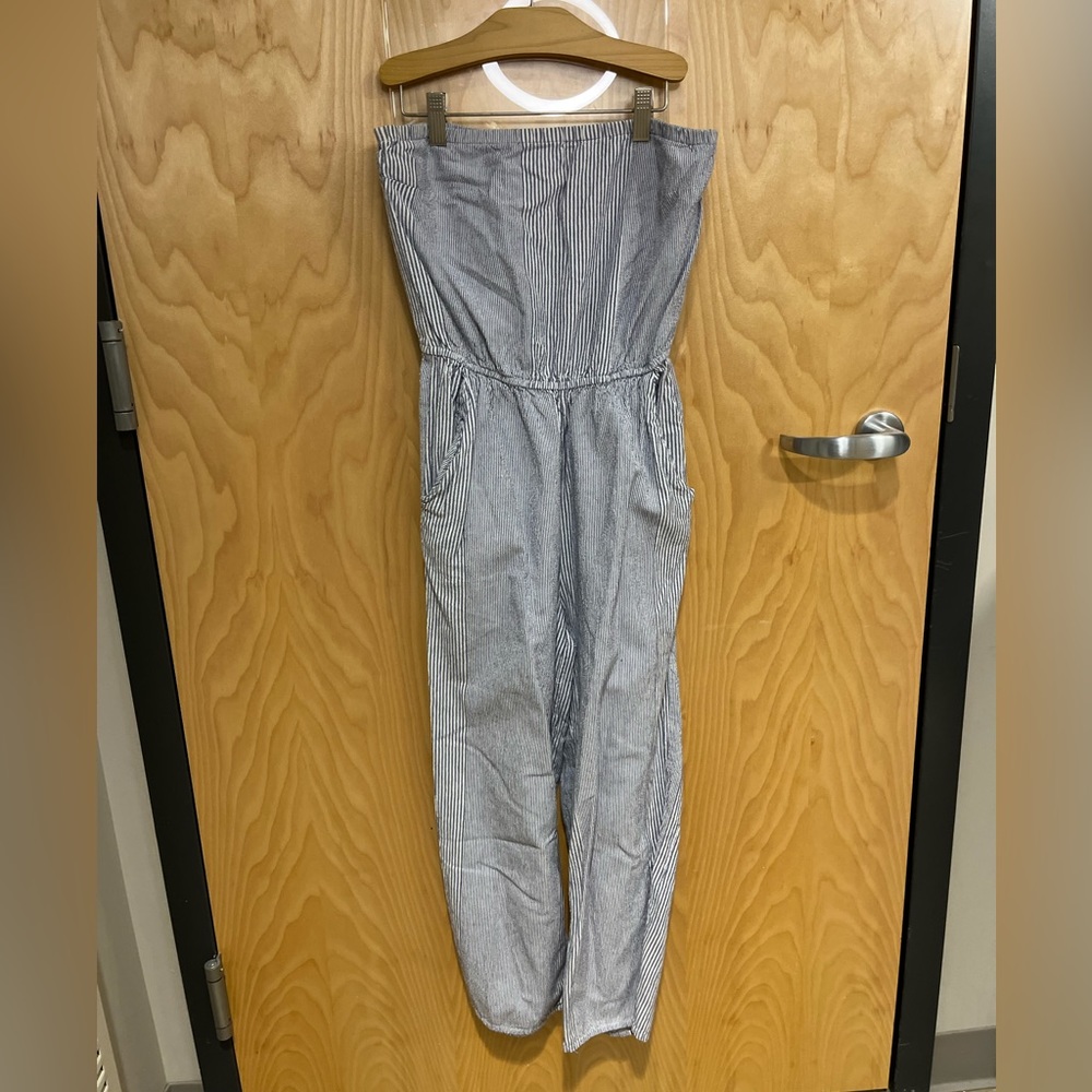 Strapless striped jumpsuit